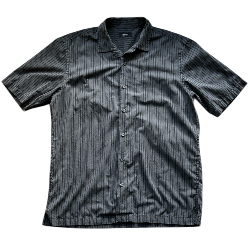 Alfani | Men’s Short Sleeve Button-up Shirt Gray/Black sz M